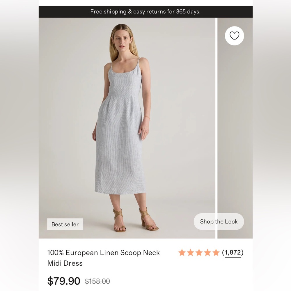 Quince 10% European Linen Scoop Neck MIDI Dress